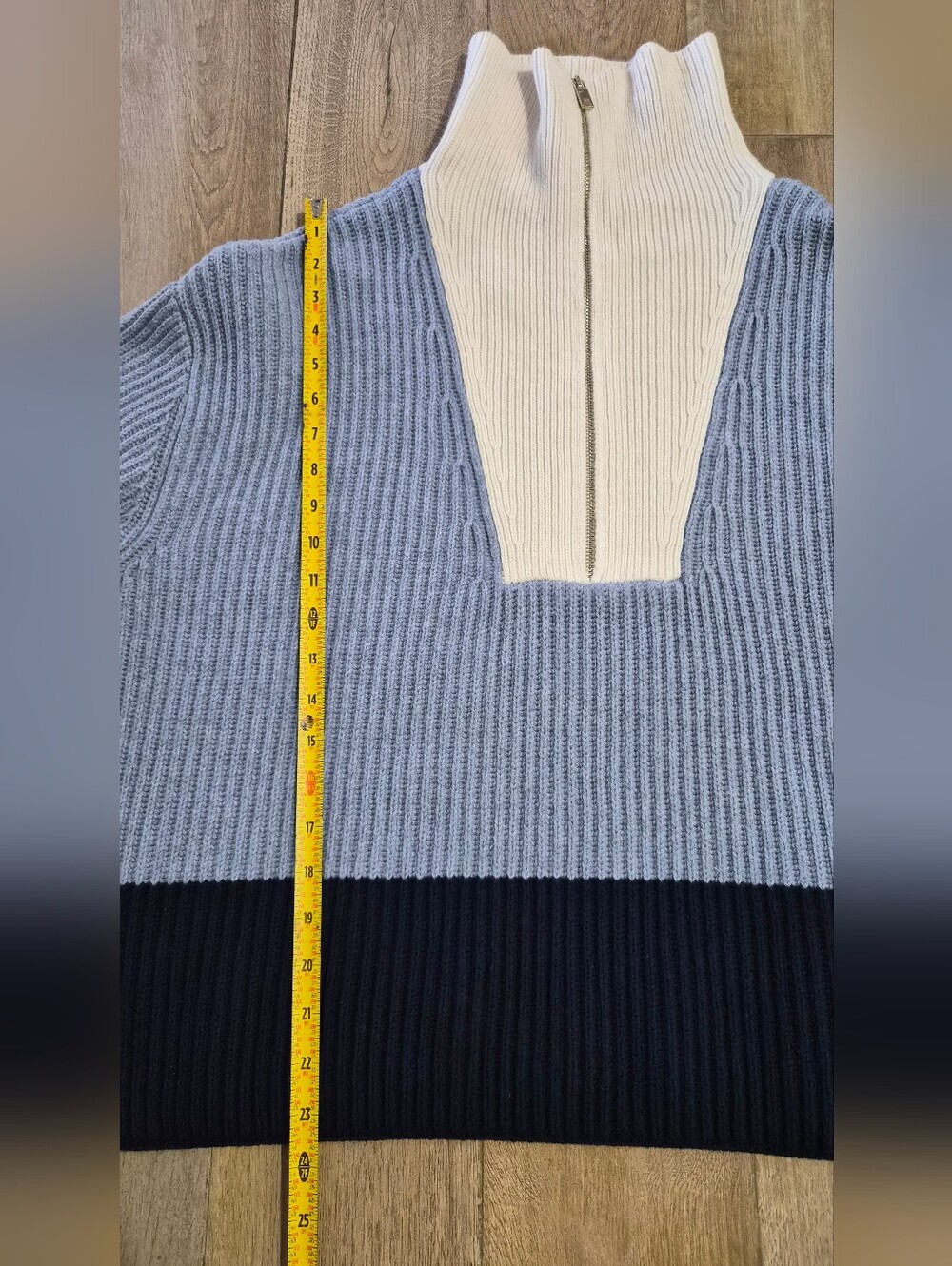 Reiss Jackie Half Zip Color Block Wool Blend Sweater Size Large - Picture 9 of 10